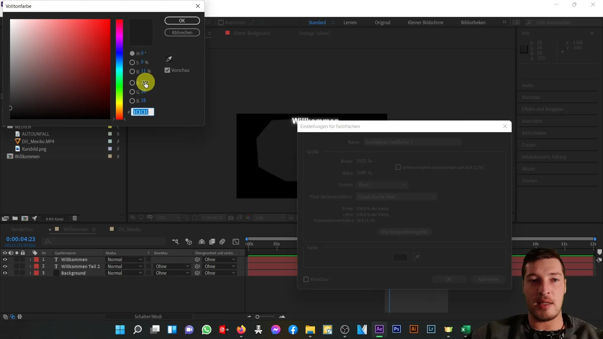 After Effects Tutorial: Überblick über den rechten Arbeitsbereich – Info und Audio