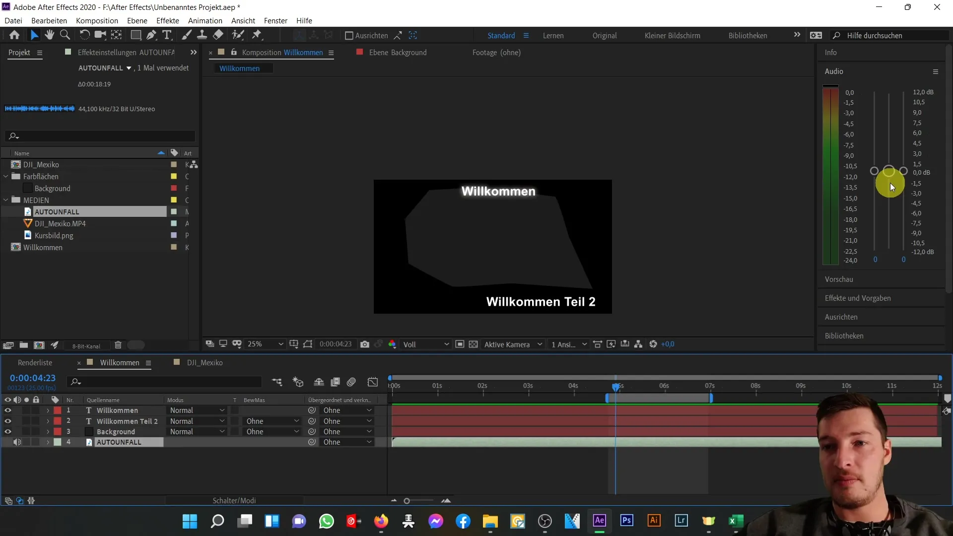After Effects Tutorial: Überblick über den rechten Arbeitsbereich – Info und Audio