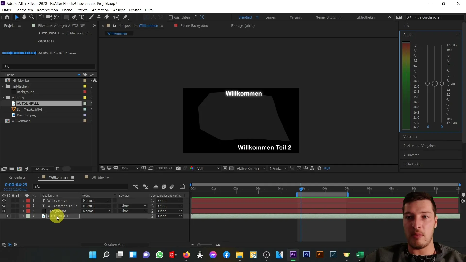 After Effects Tutorial: Überblick über den rechten Arbeitsbereich – Info und Audio