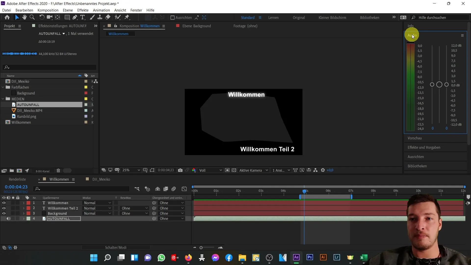 After Effects Tutorial: Überblick über den rechten Arbeitsbereich – Info und Audio