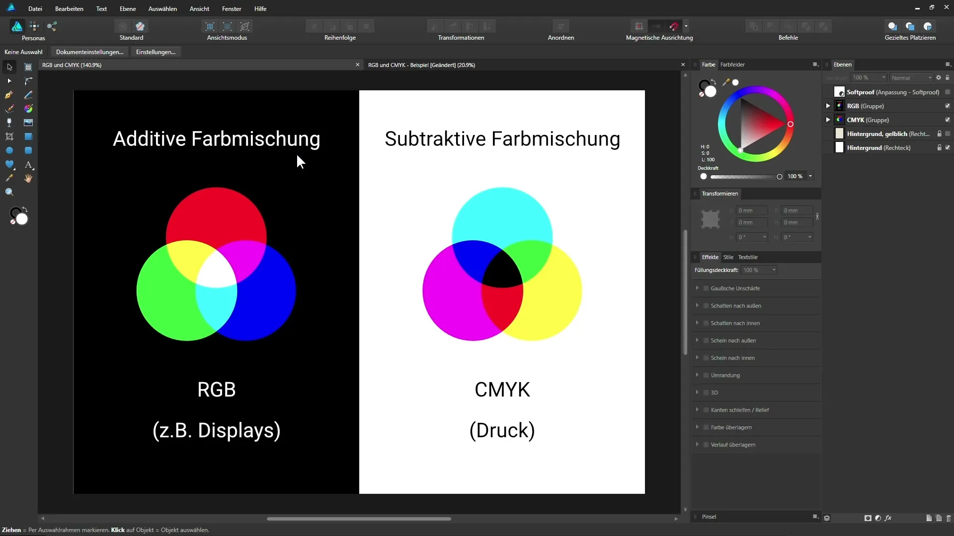 RGB és CMYK az Affinity Designerben: különbségek megértése