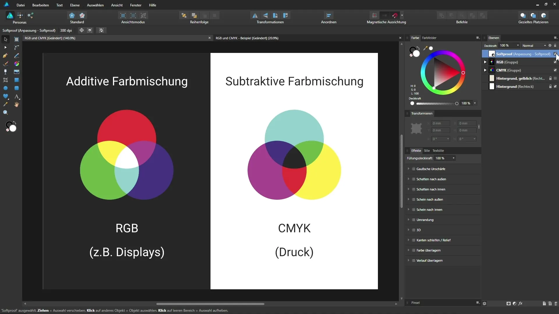 RGB és CMYK az Affinity Designerben: Különbségek megértése