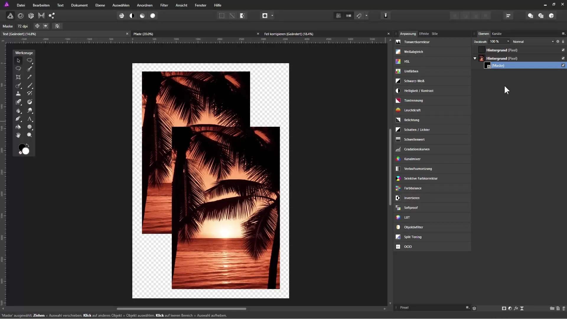 Uporaba mask za rezanje v Affinity Photo