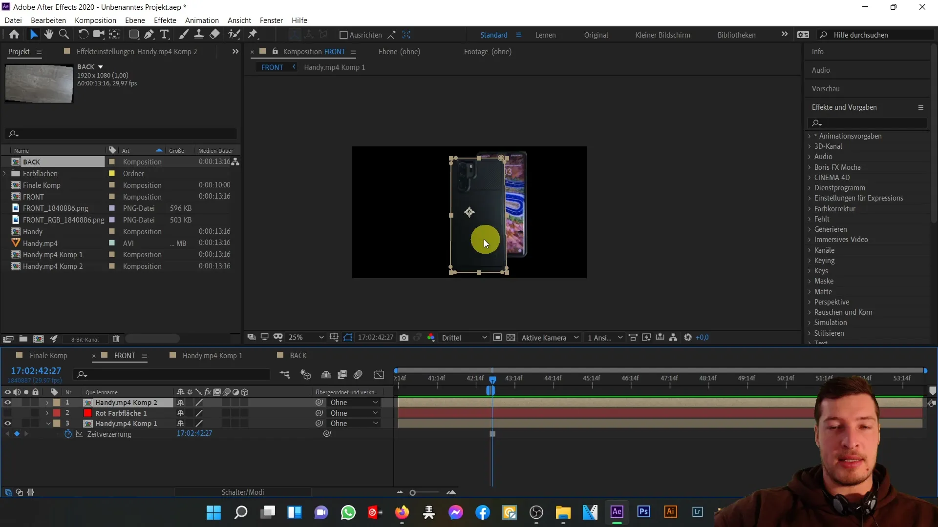 Penyetelan sempurna antara bagian depan dan belakang ponsel 3D di After Effects Penyesuaian yang sempurna antara bagian depan dan belakang ponsel 3D di After Effects