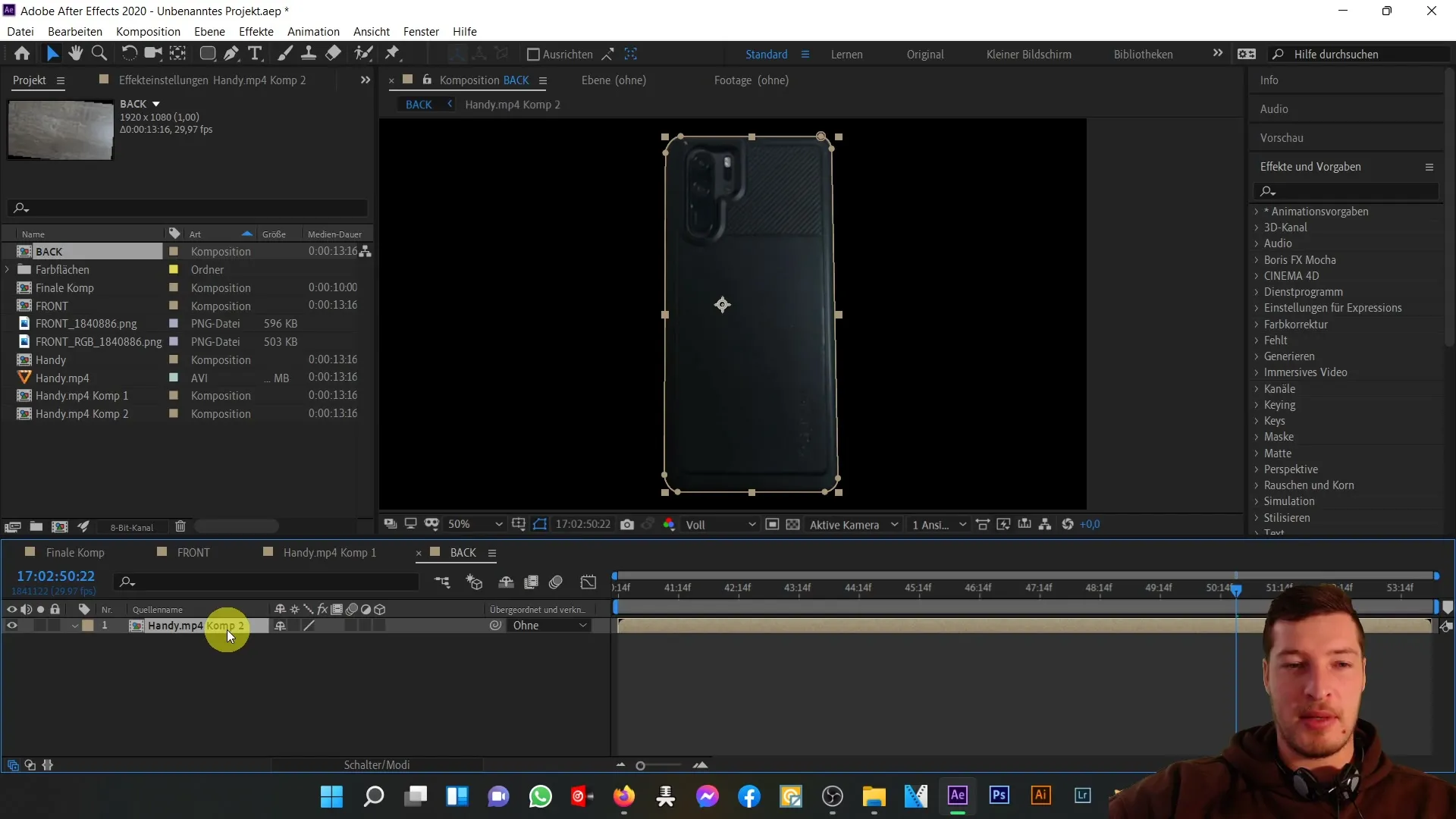 Penyesuaian sempurna antara bagian depan dan belakang ponsel 3D di After Effects Penyesuaian sempurna antara bagian depan dan belakang ponsel 3D di After Effects