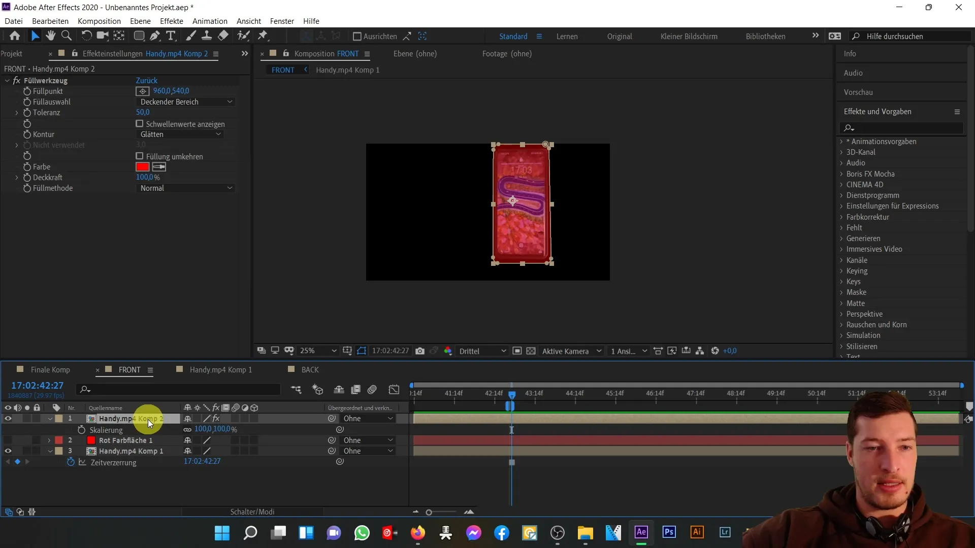 Penyelarasan yang sempurna antara bagian depan dan belakang ponsel 3D di After Effects Penyesuaian yang sempurna antara bagian depan dan belakang ponsel 3D di After Effects