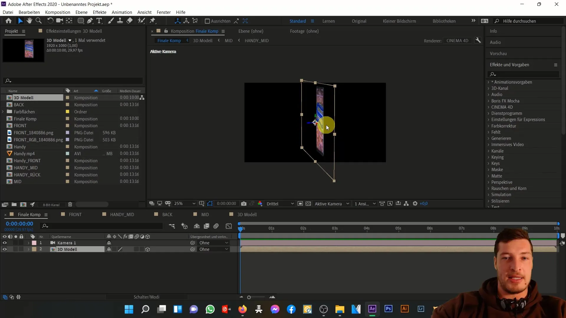 3D-Handy Animation in After Effects: Bewegungen & Effekte