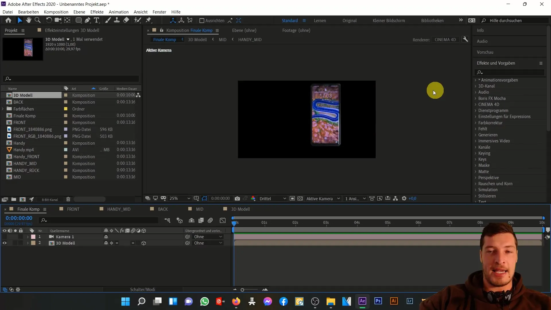 3D-Handy Animation in After Effects: Bewegungen & Effekte