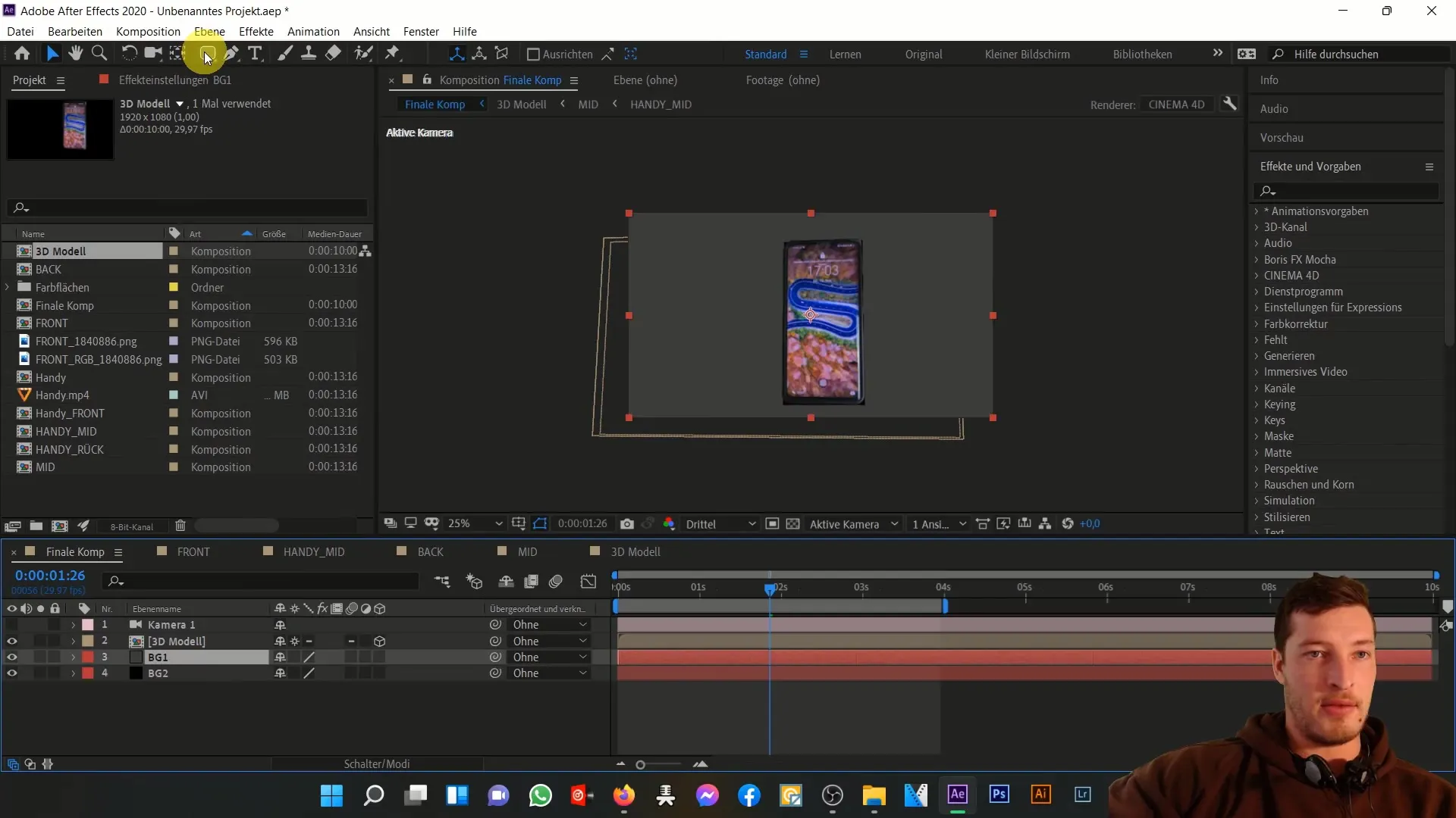 3D-Handy Animation in After Effects: Bewegungen & Effekte