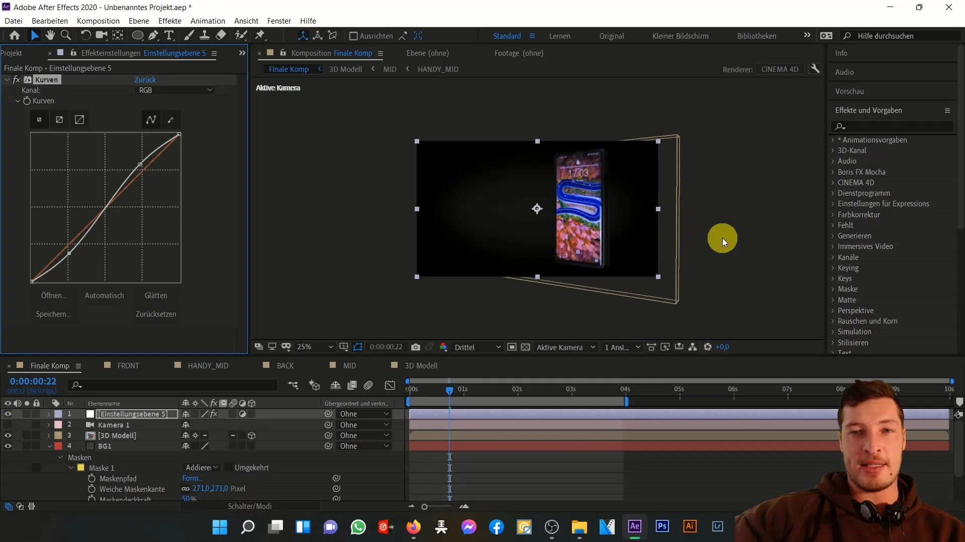 3D-Handy Animation in After Effects: Bewegungen & Effekte