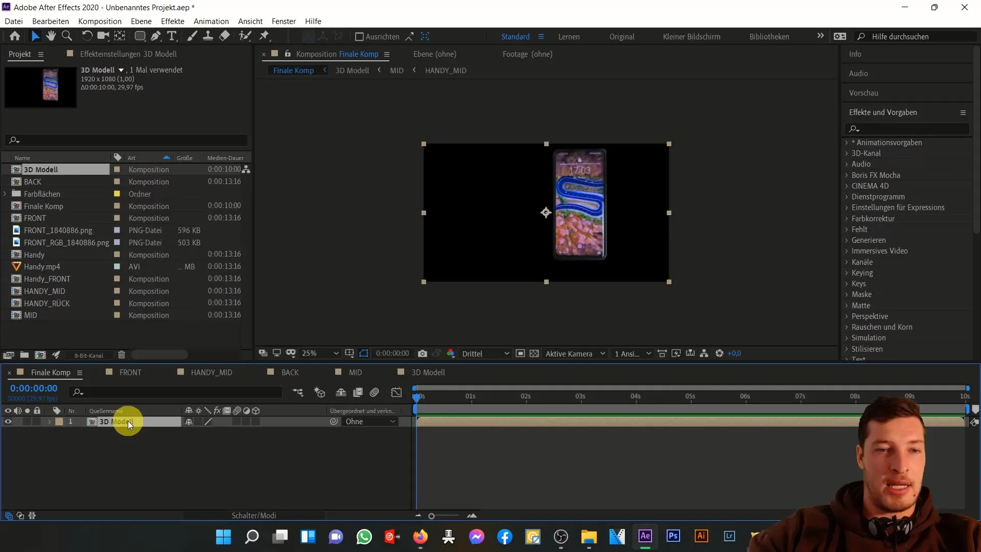 3D-Handy Animation in After Effects: Bewegungen & Effekte
