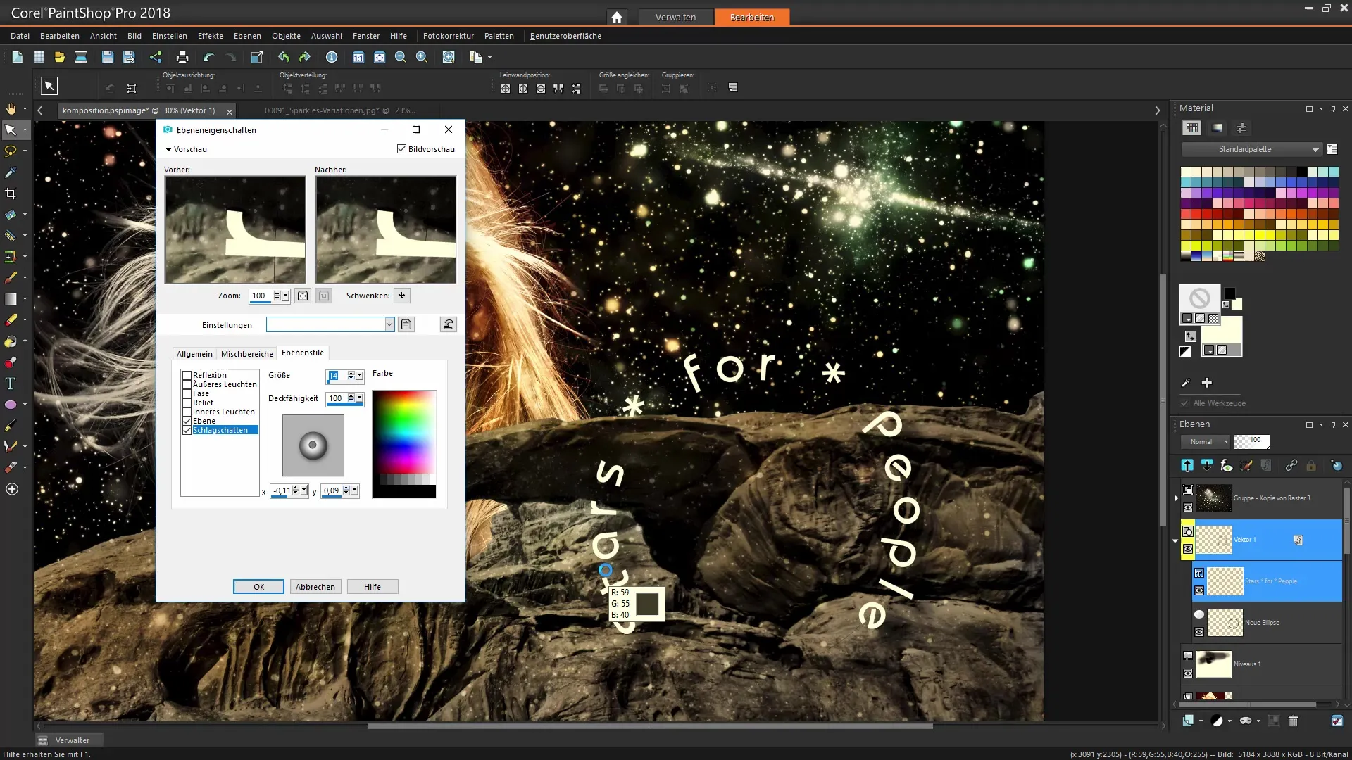 Corel PaintShop Pro: Bildkomposition mit Text und Effekten erstellen Corel PaintShop Pro: Bildkomposition mit Text und Effekten erstellen