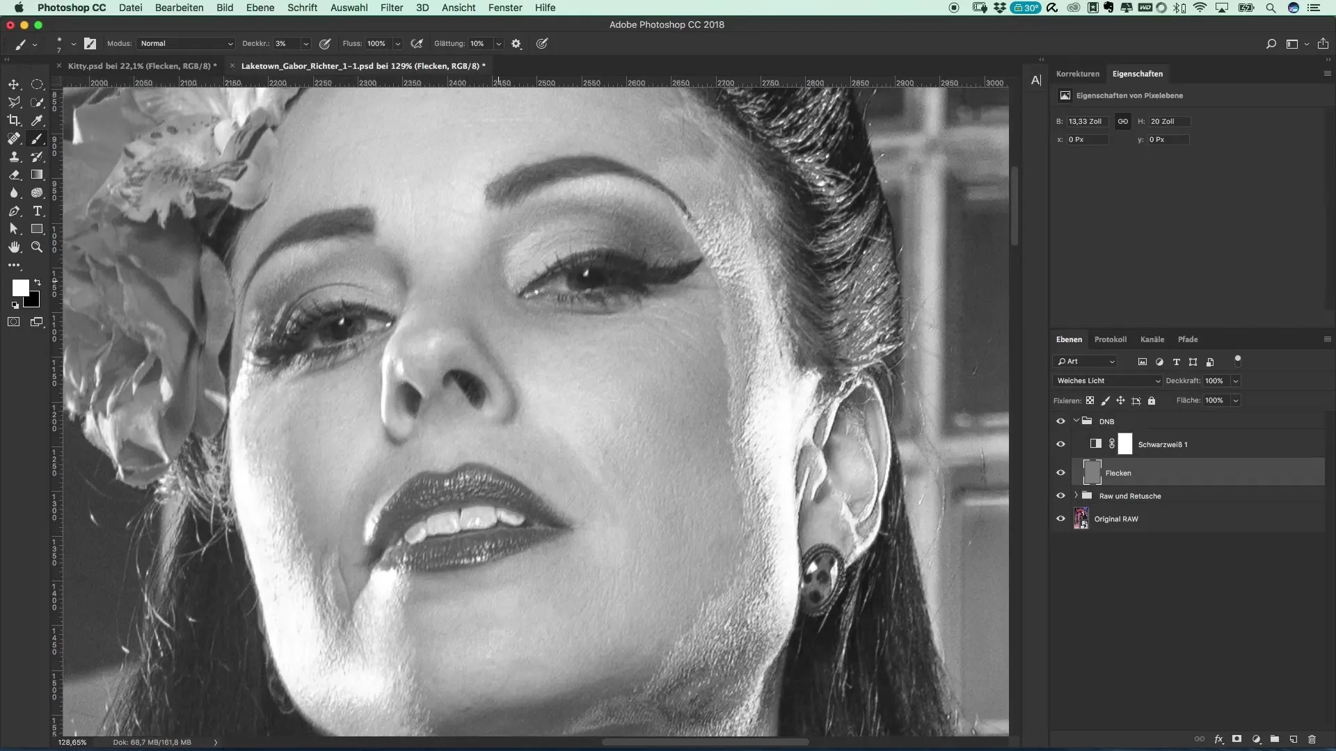 Effektive Nutzung von Dodge and Burn zur Fleckenentfernung im Portrait Effektive Nutzung von Dodge and Burn zur Fleckenentfernung im Portrait