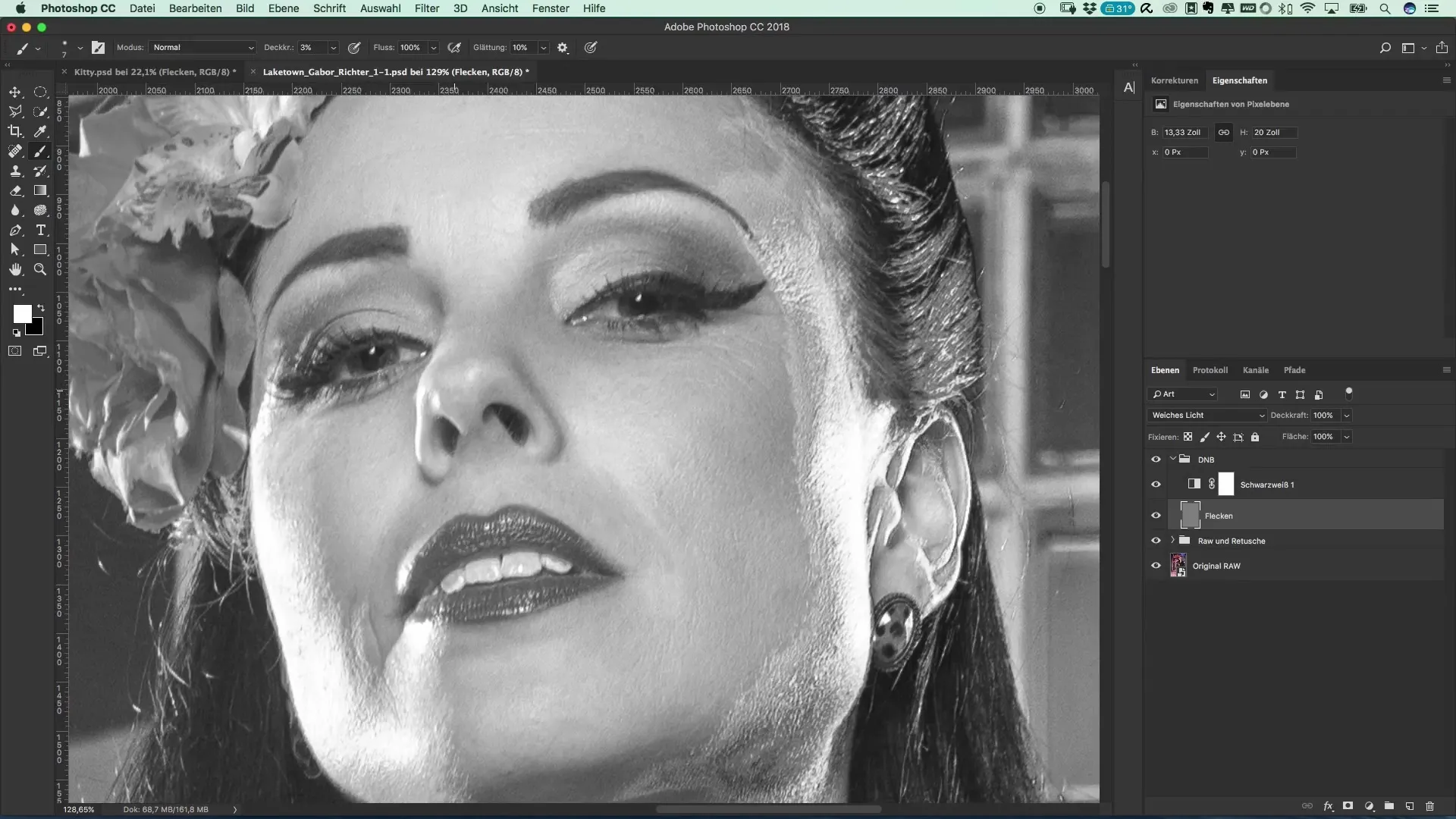 Effektive Nutzung von Dodge and Burn zur Fleckenentfernung im Portrait Effektive Nutzung von Dodge and Burn zur Fleckenentfernung im Portrait