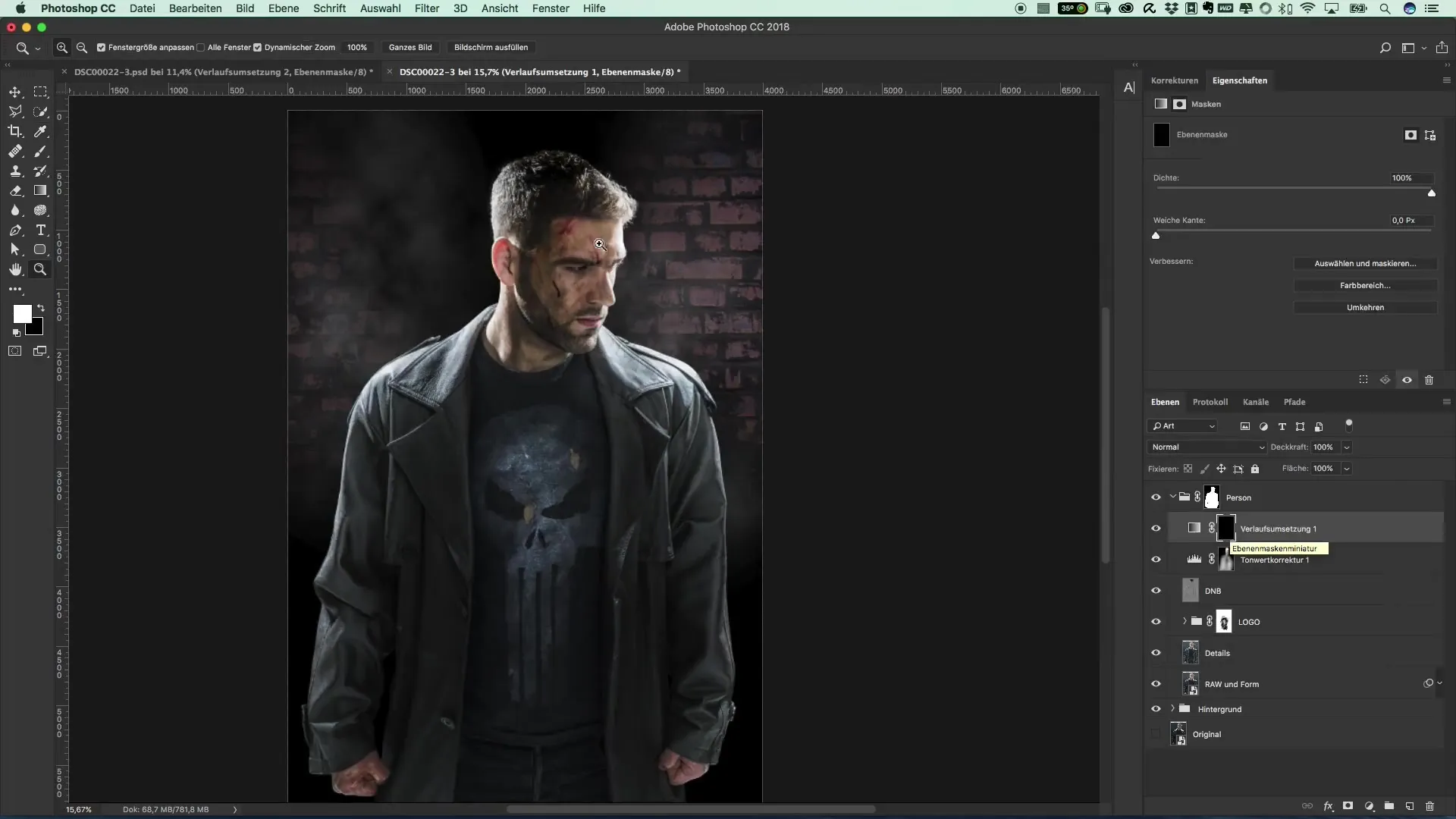 (Beliebte Filmplakate und Cinemaeffekte: Der Stil von The Punisher)