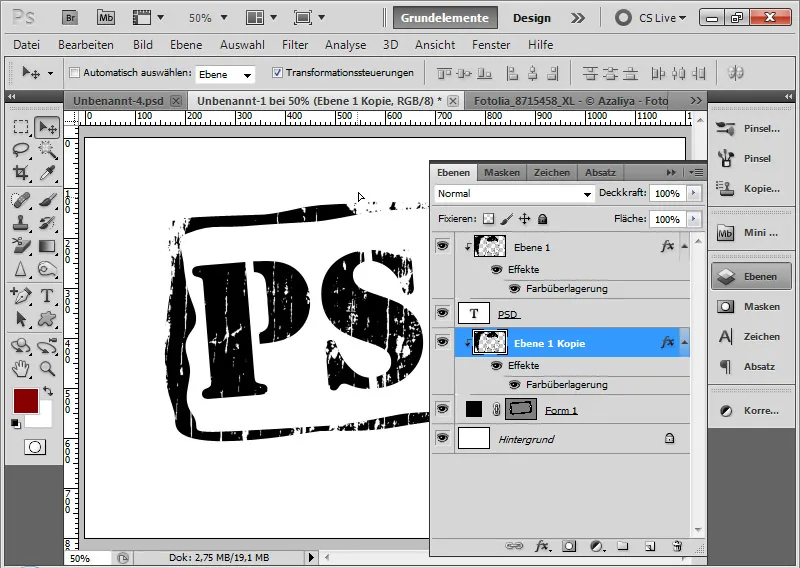 Grungeeffekt for typografi og layout