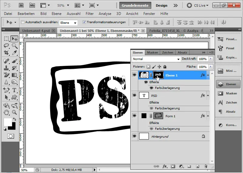 Grungeeffekt for typografi og layout