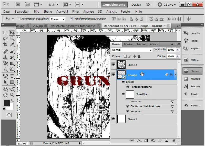 Grungeeffekt for typografi og layout