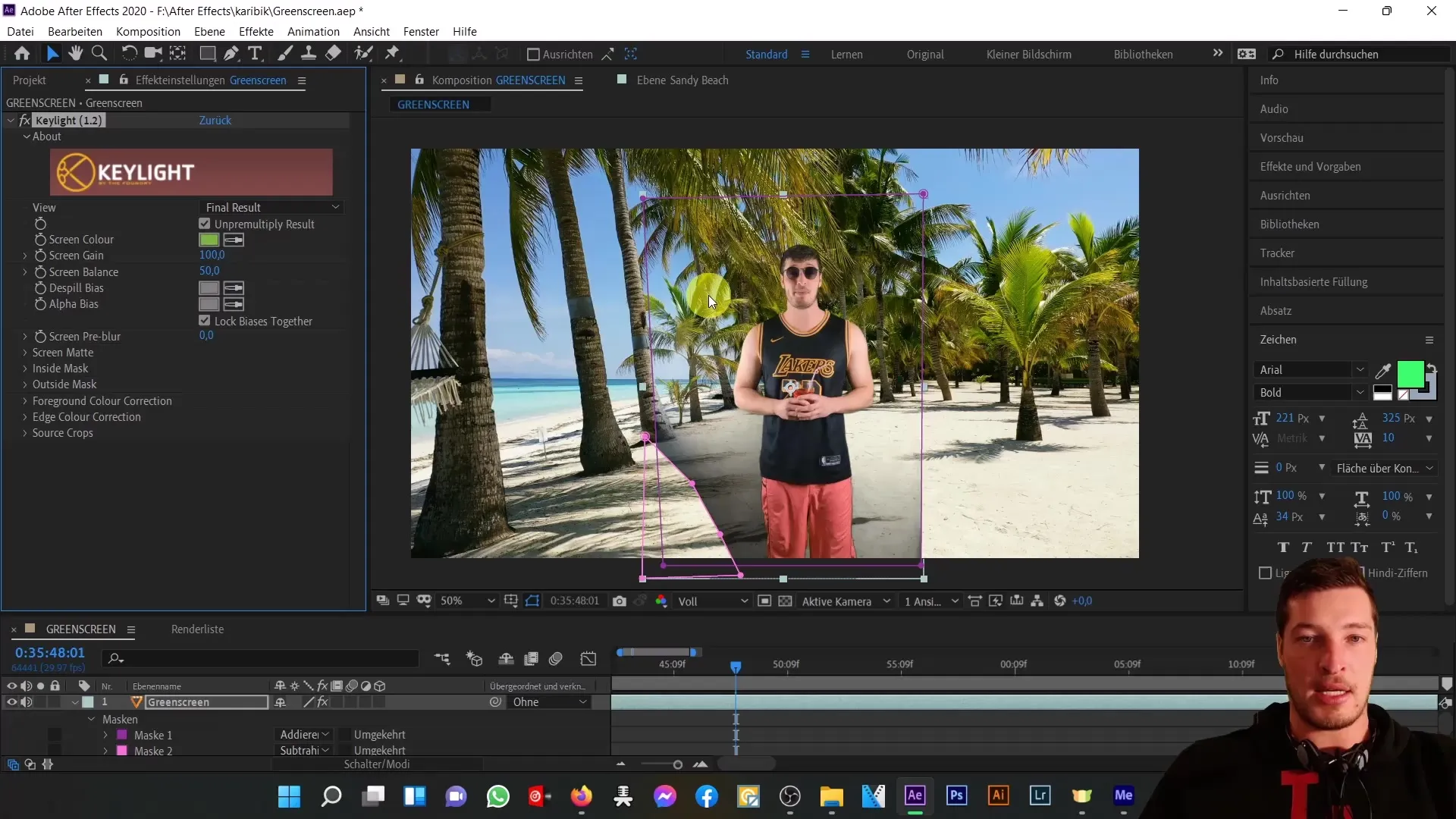 Efek Greenscreen dan teknik masker pada After Effects Efek Greenscreen dan Teknik Masker di After Effects