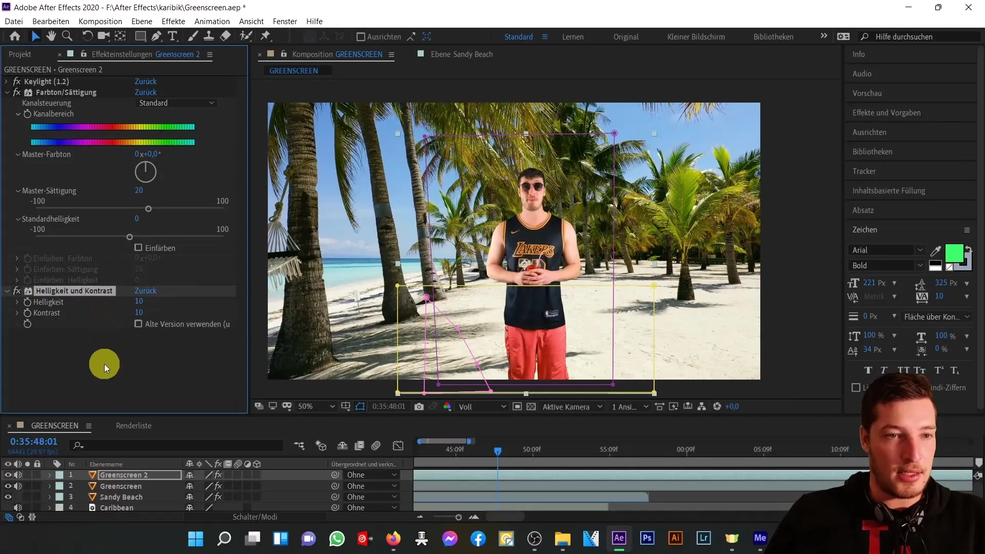 Efek green screen dan teknik masker After Effects Efek After Effects menggunakan greenscreen dan teknik masker