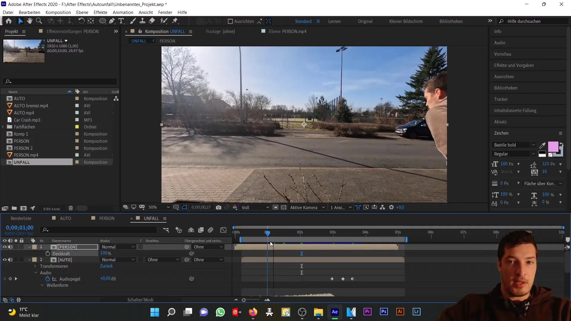 Autounfall in After Effects: Null-Objekt und Expressions für realistische Animationen