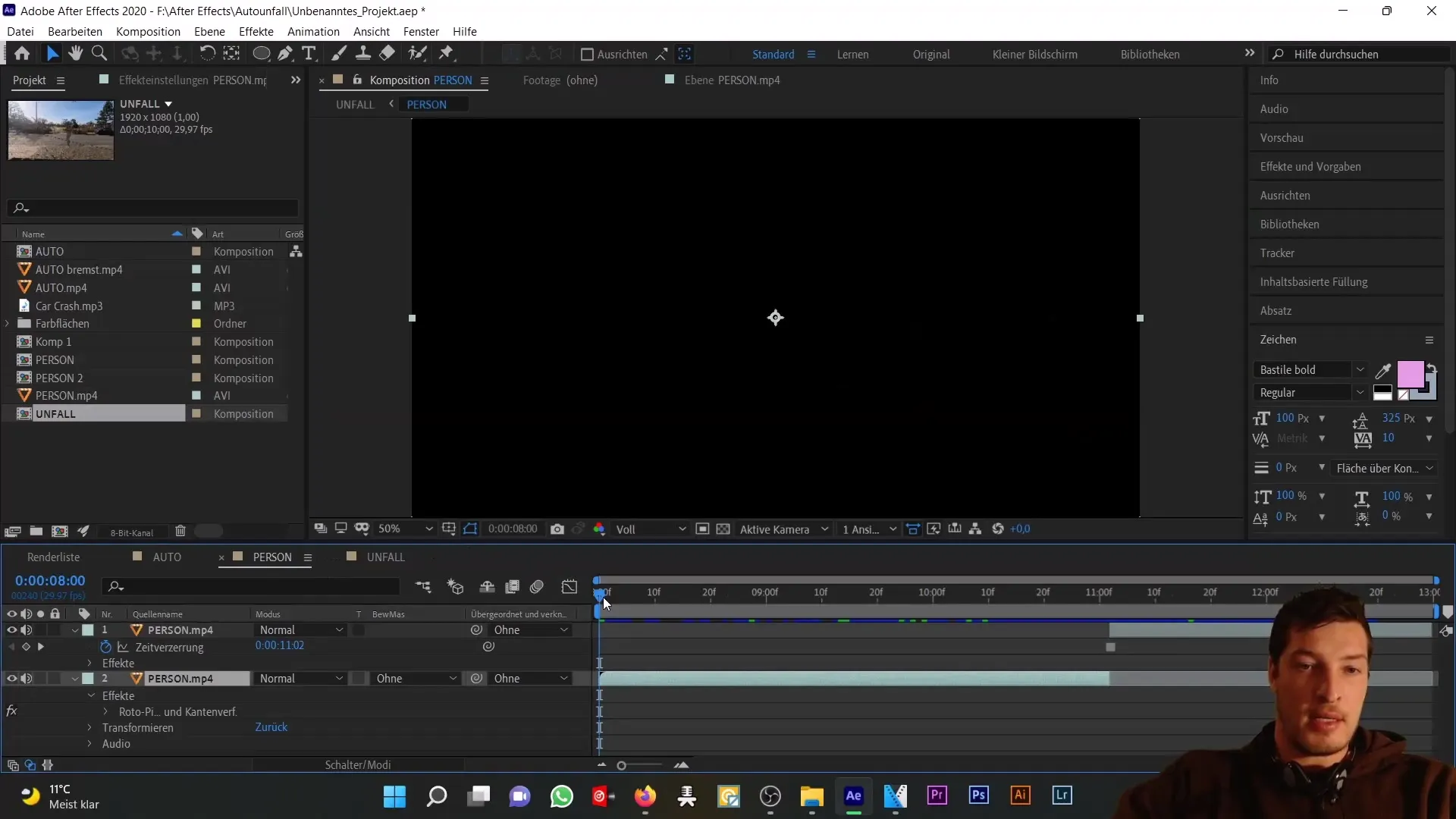 Autounfall in After Effects: Null-Objekt und Expressions für realistische Animationen