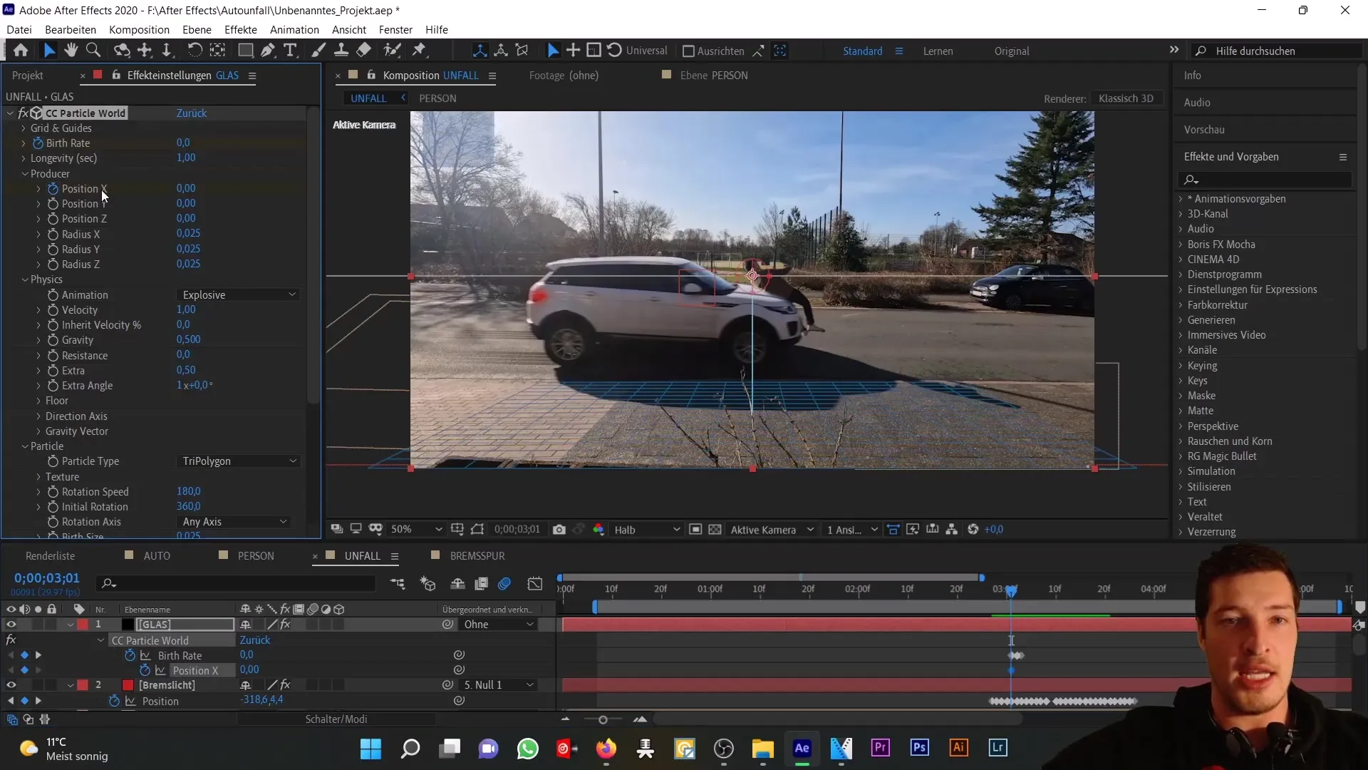 Autounfall simulieren: Realistische Glassplitter in After Effects erstellen