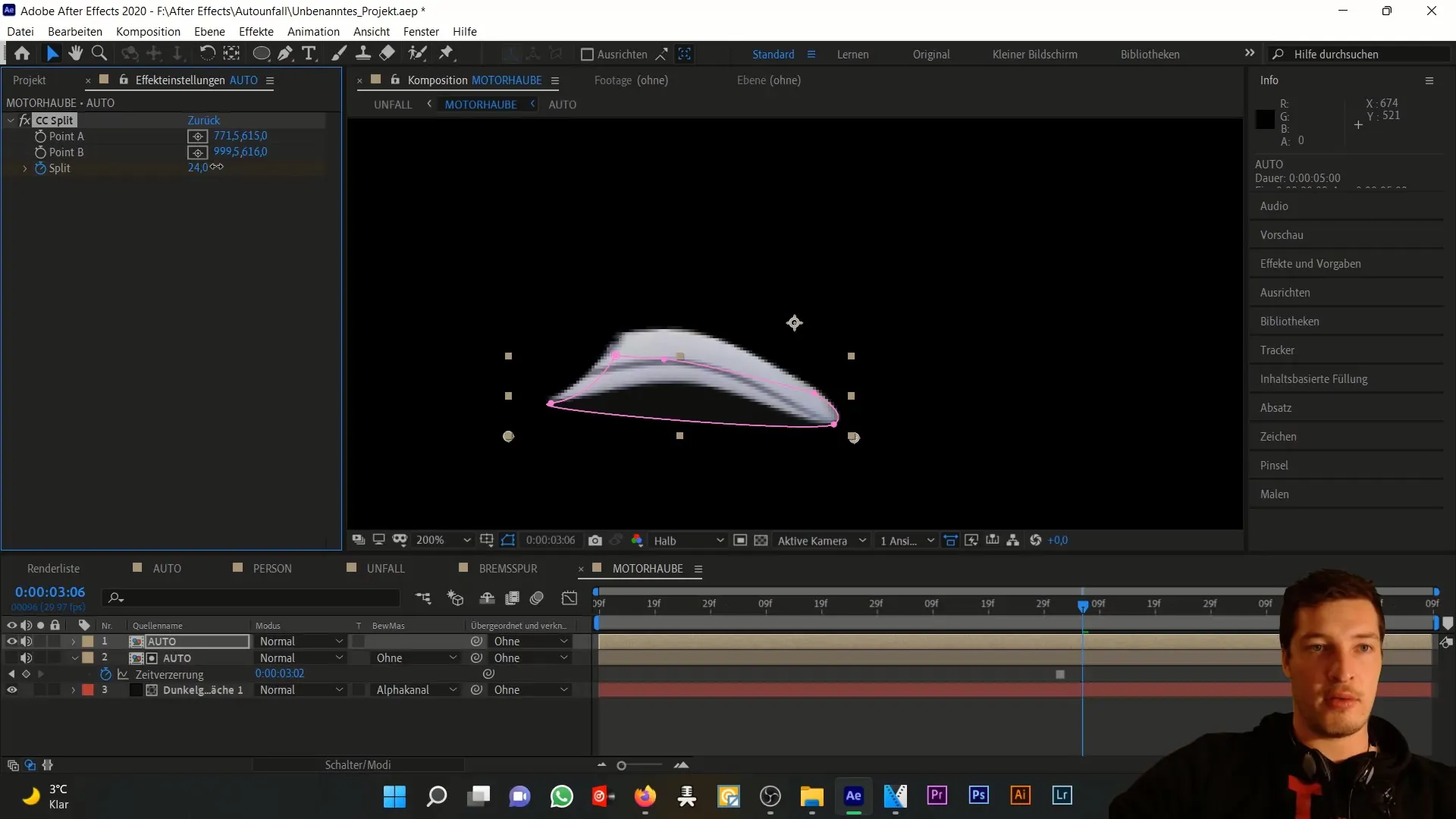 Simulasi realistis kerusakan pada kap mesin di After Effects Simulasi realistis kerusakan pada kap mesin di After Effects