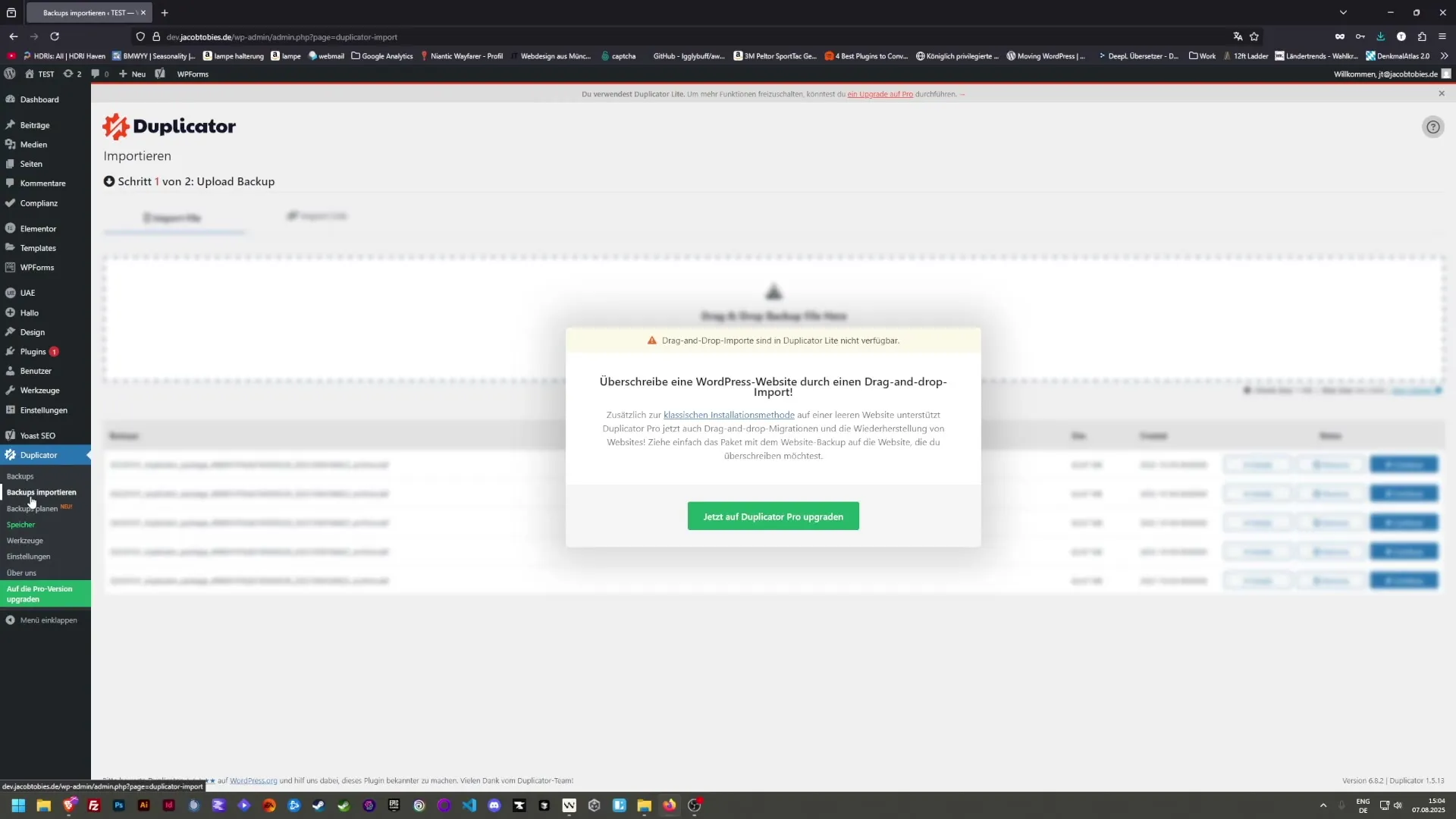 Backup mit Duplicator: Sicher deine Webseite