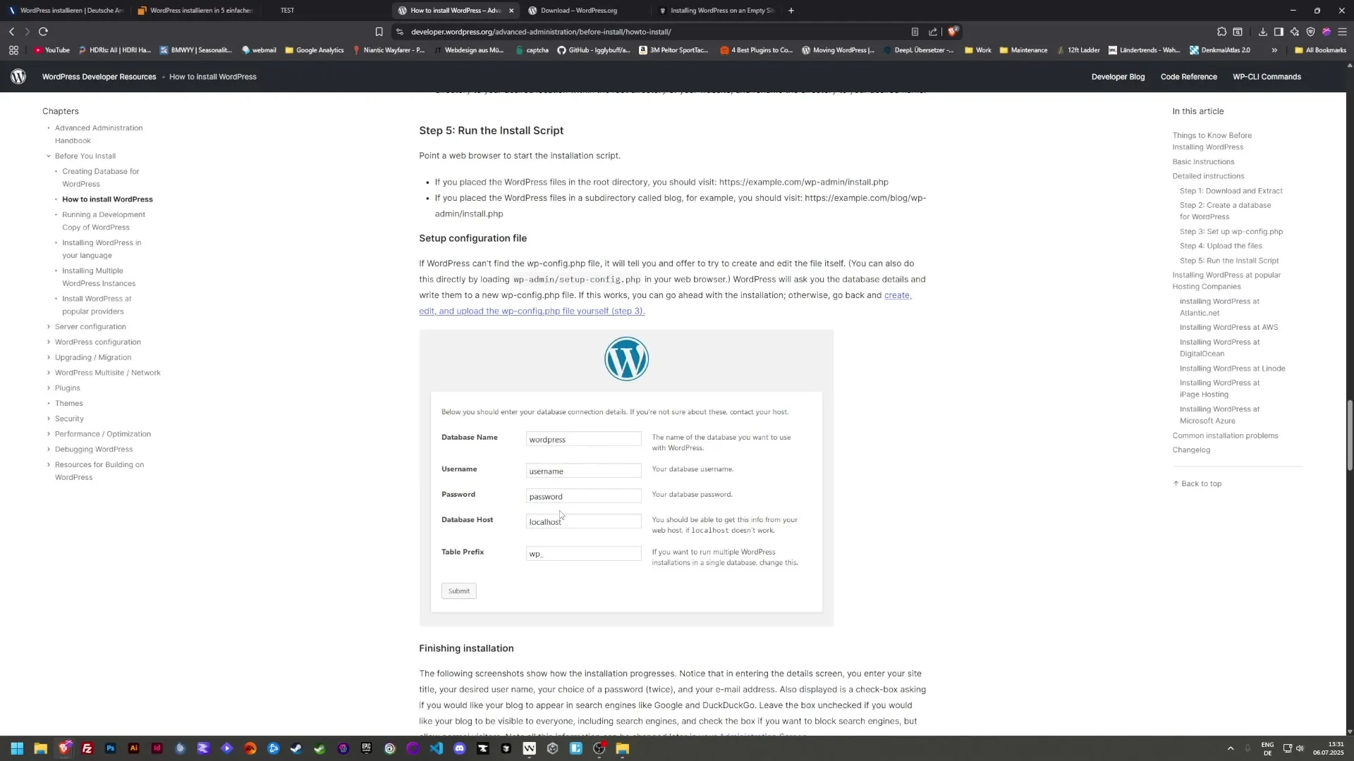 Einfache WordPress Installation Schritt f&uuml;r Schritt