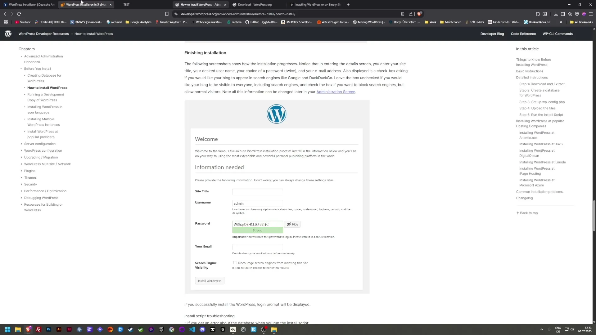 Einfache WordPress Installation Schritt f&uuml;r Schritt