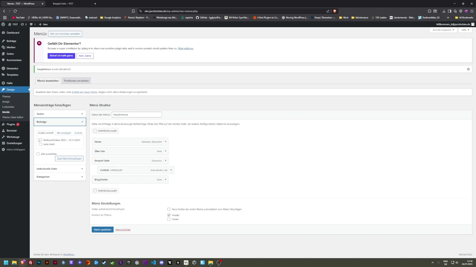 Men&uuml;s effizient erstellen und verwalten in WordPress