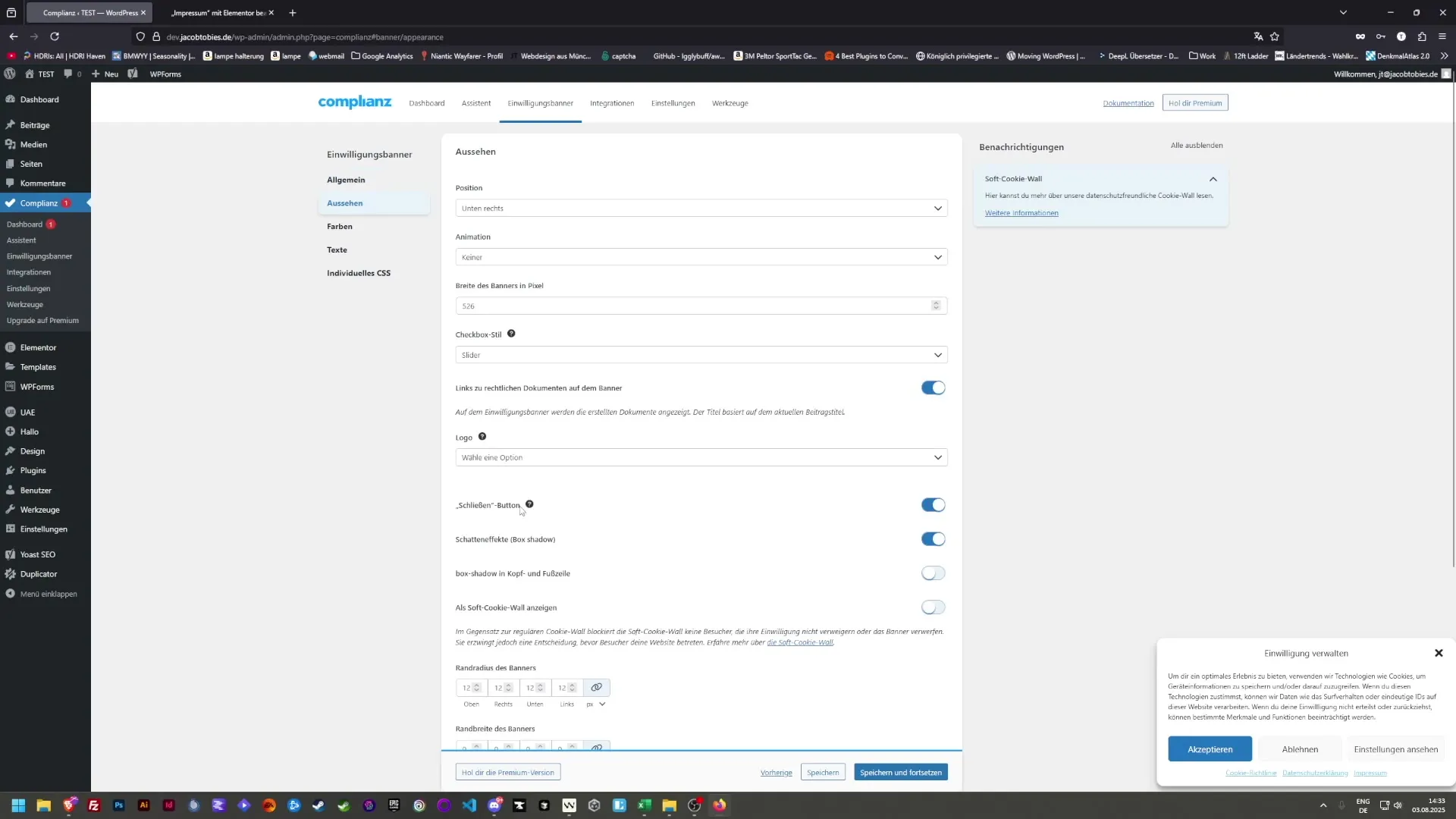 Konfiguration des Cookie-Banners mit Complianz leicht gemacht