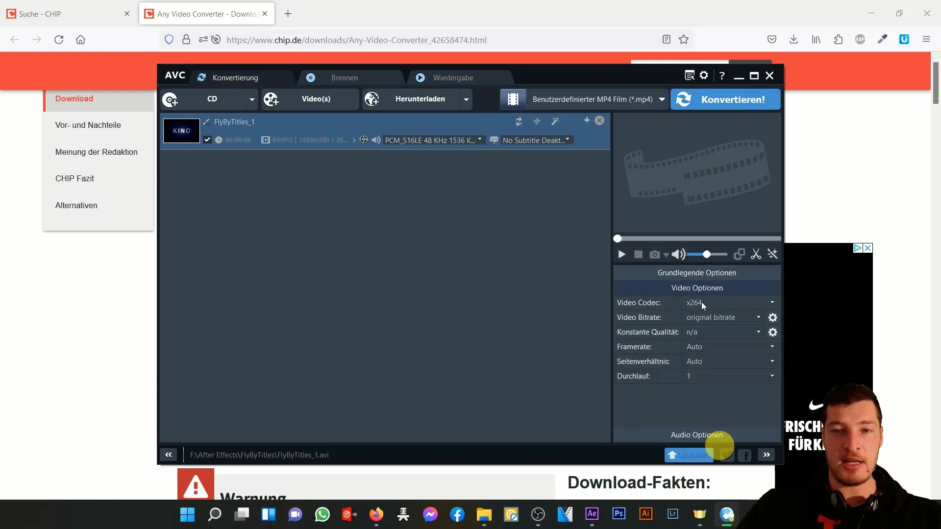 Anleitung zur Konvertierung von AVI und MOV zu MP4 mit Any Video Converter