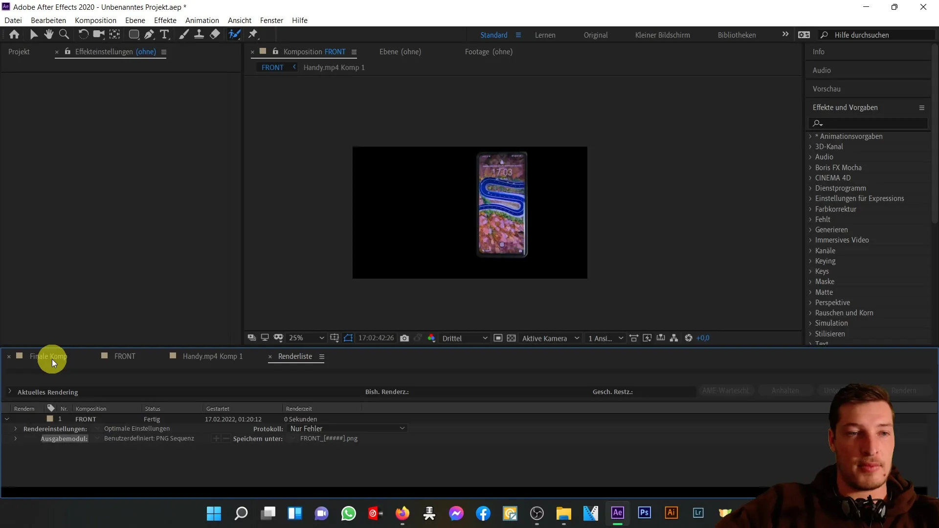 Anleitung zur Frontansicht eines Handys in After Effects