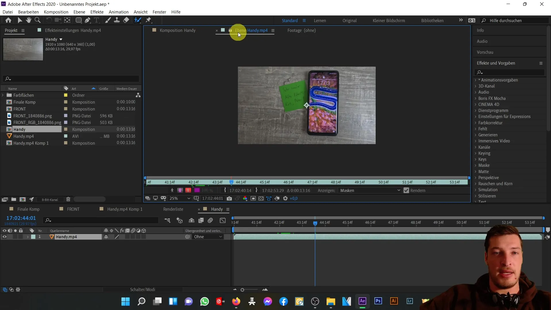 Anleitung zur Frontansicht eines Handys in After Effects