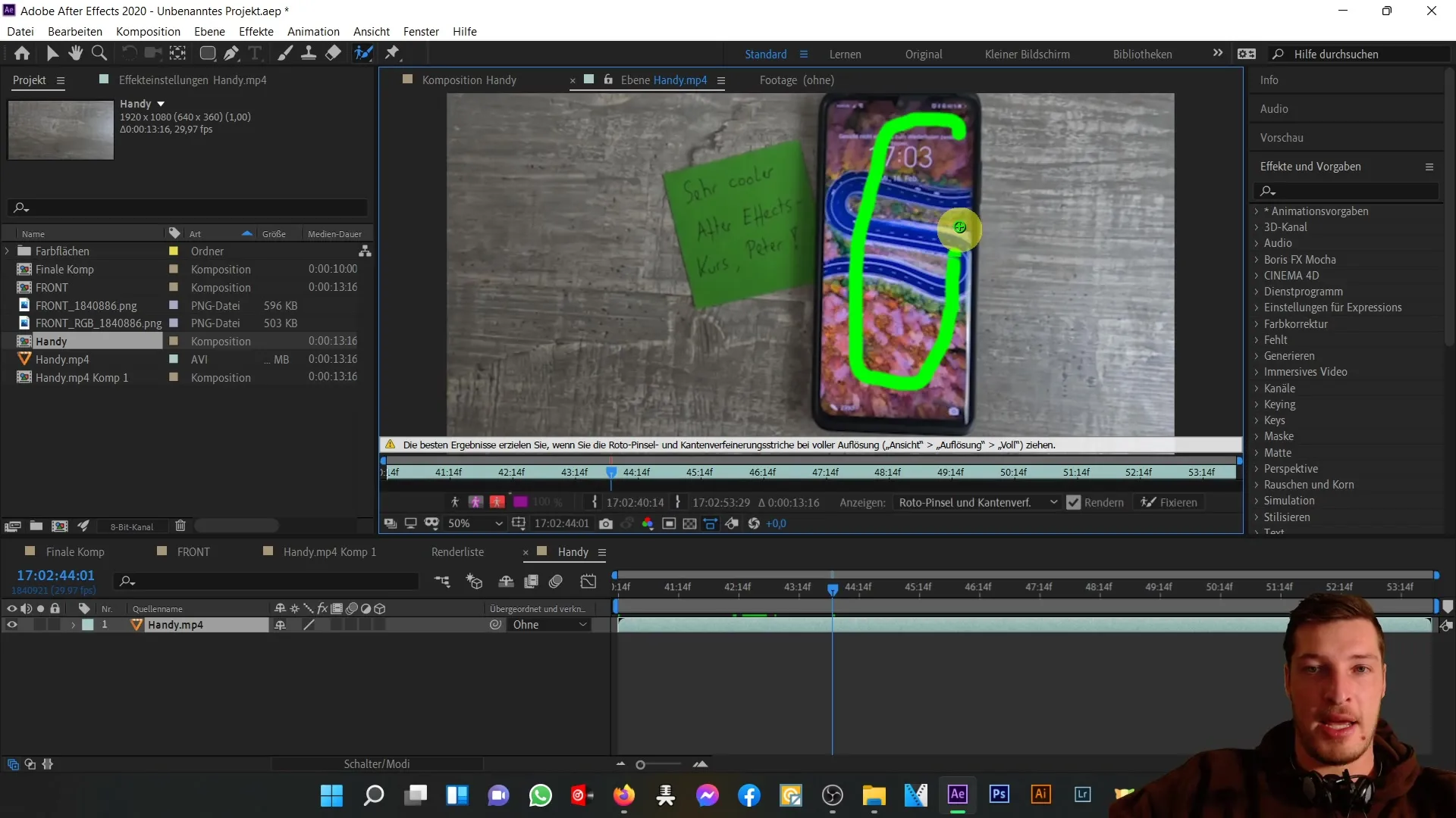 Anleitung zur Frontansicht eines Handys in After Effects