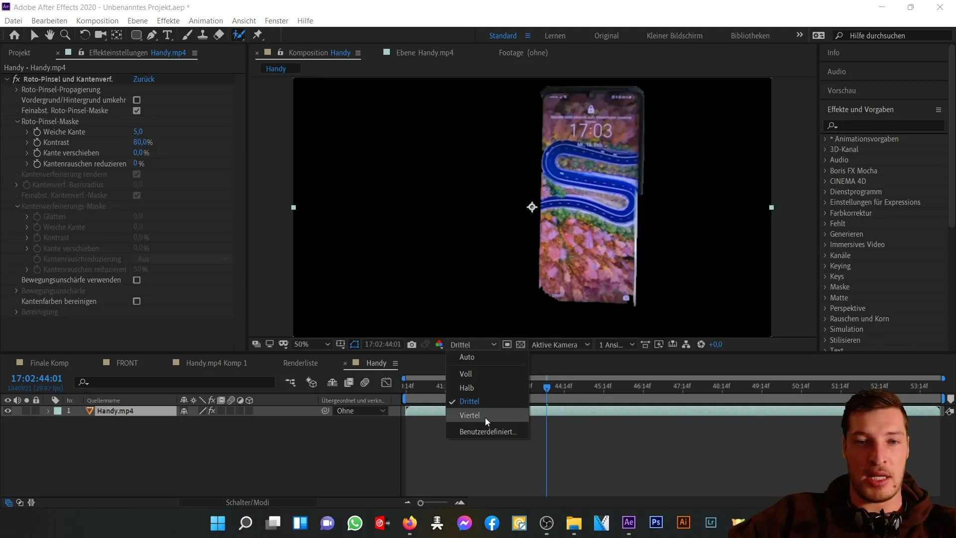 Anleitung zur Frontansicht eines Handys in After Effects