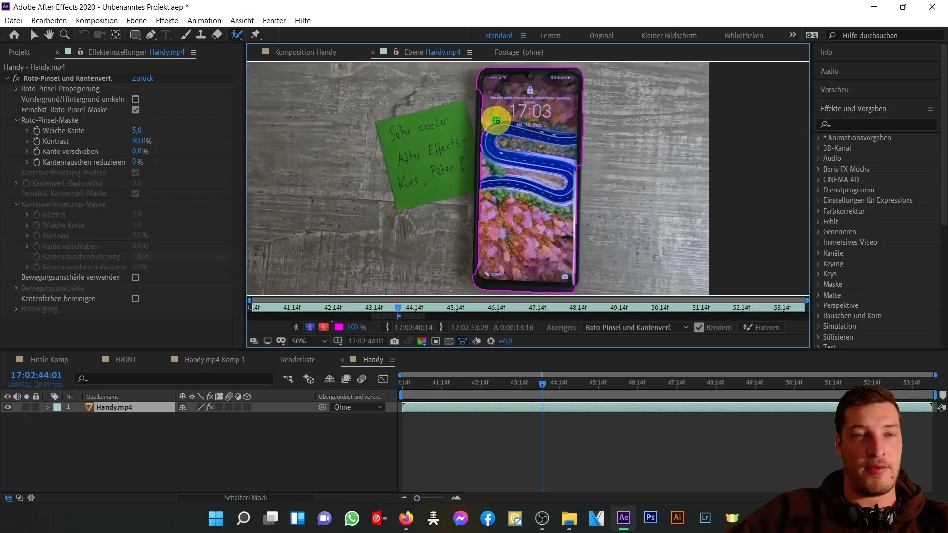 Anleitung zur Frontansicht eines Handys in After Effects