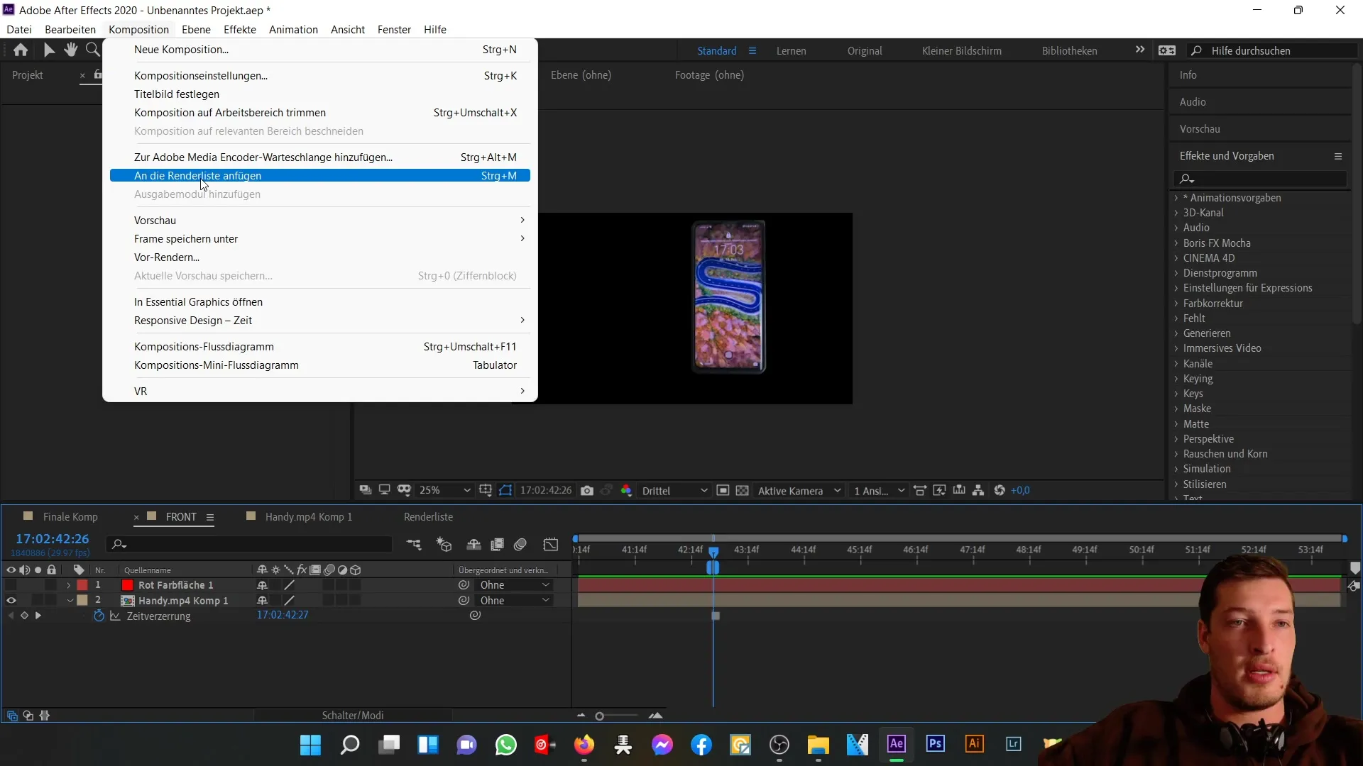 Anleitung zur Frontansicht eines Handys in After Effects