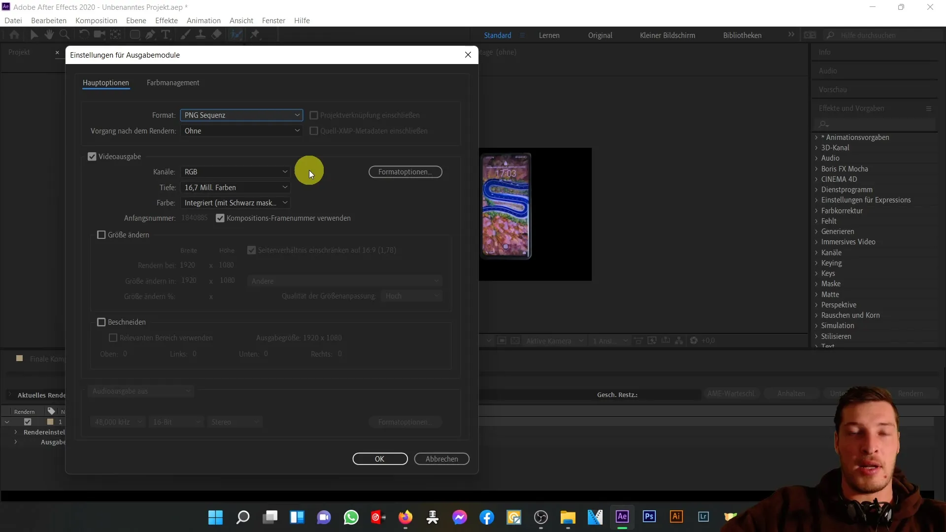 Anleitung zur Frontansicht eines Handys in After Effects
