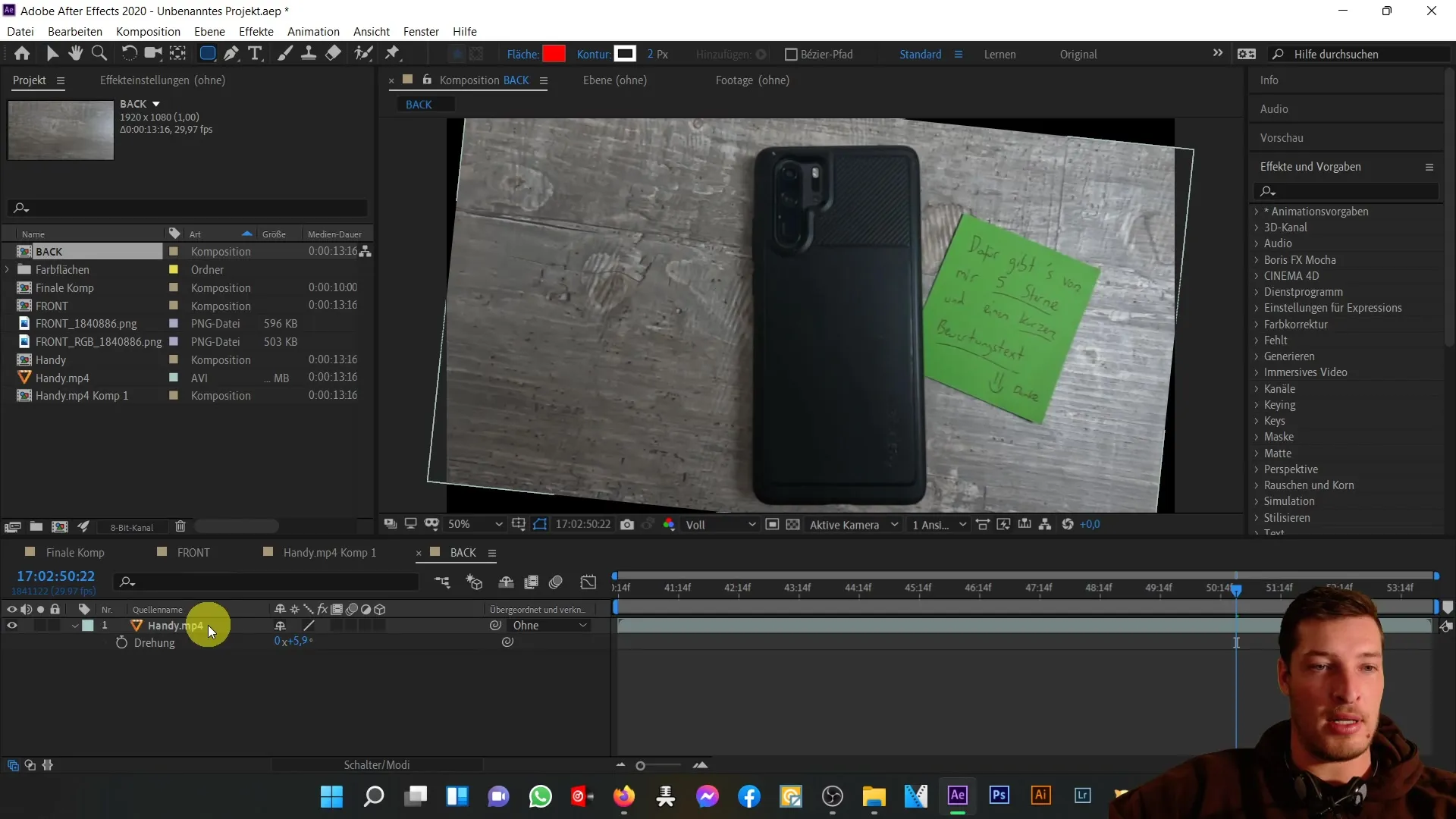 3D-Handy Rückseite erstellen in After Effects
