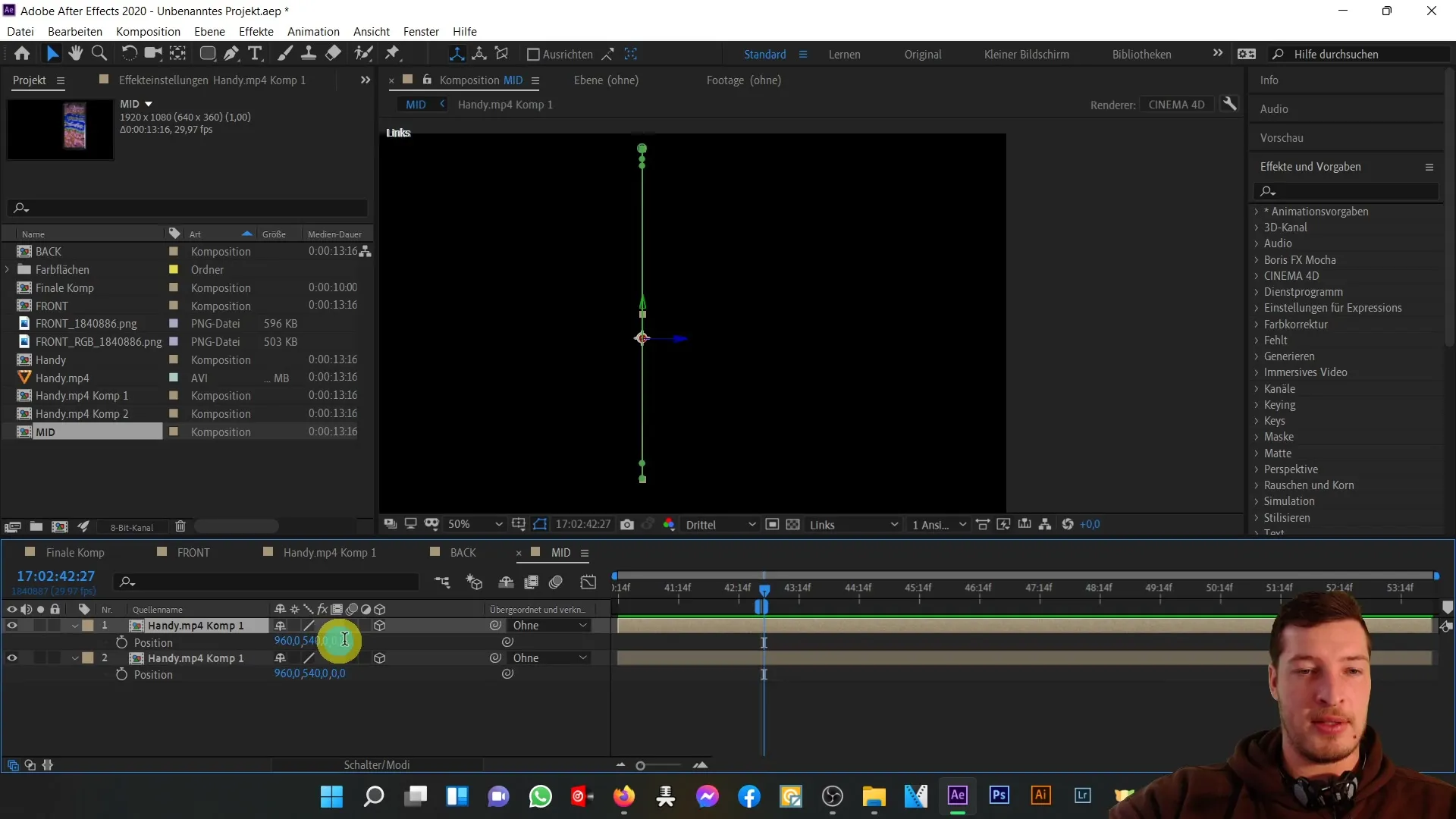 After Effects: Erstelle die 3D-Dicke für den Mittelteil deines Handys