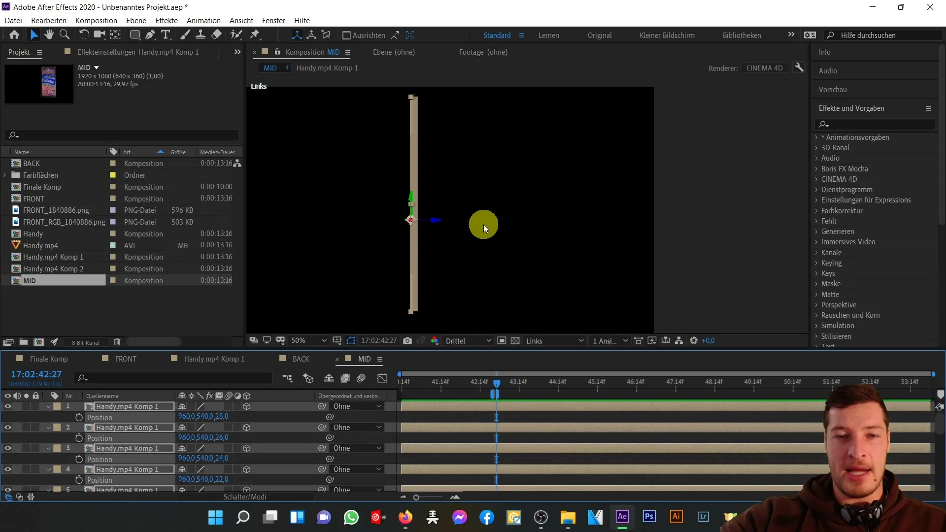 After Effects: Erstelle die 3D-Dicke für den Mittelteil deines Handys