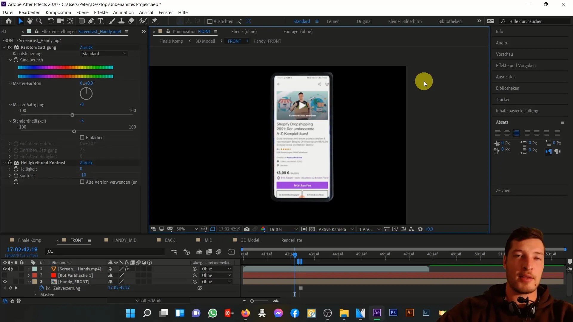 Mengkustomisasi ponsel 3D di After Effects Mengatur ponsel 3D secara individual di After Effects