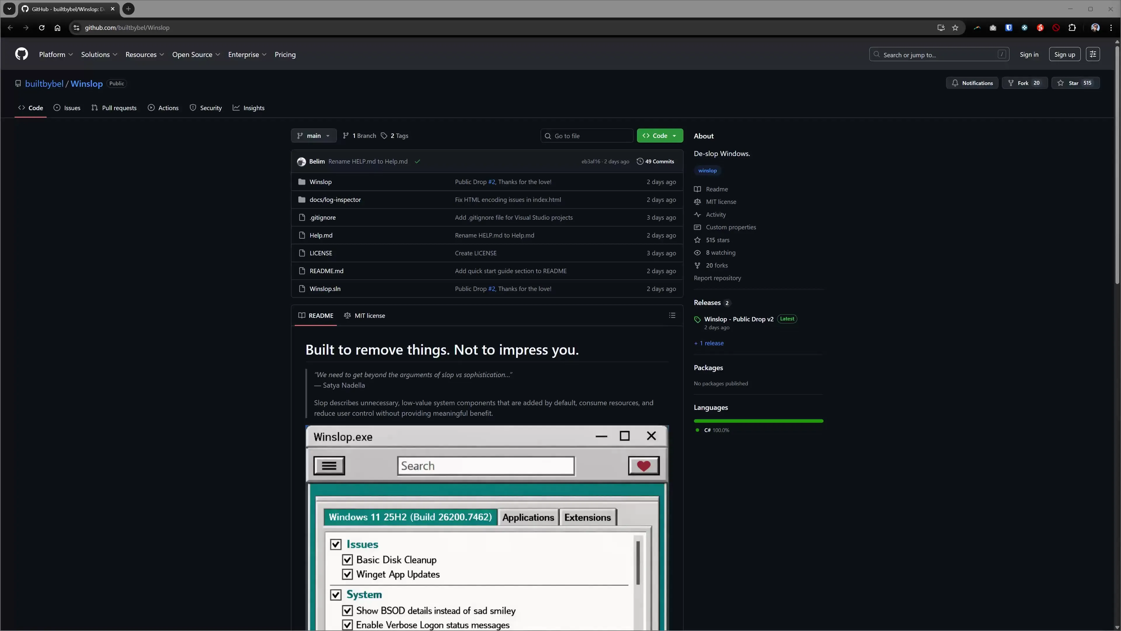 Optimize advertising and bloatware in Windows 11 with Winslop