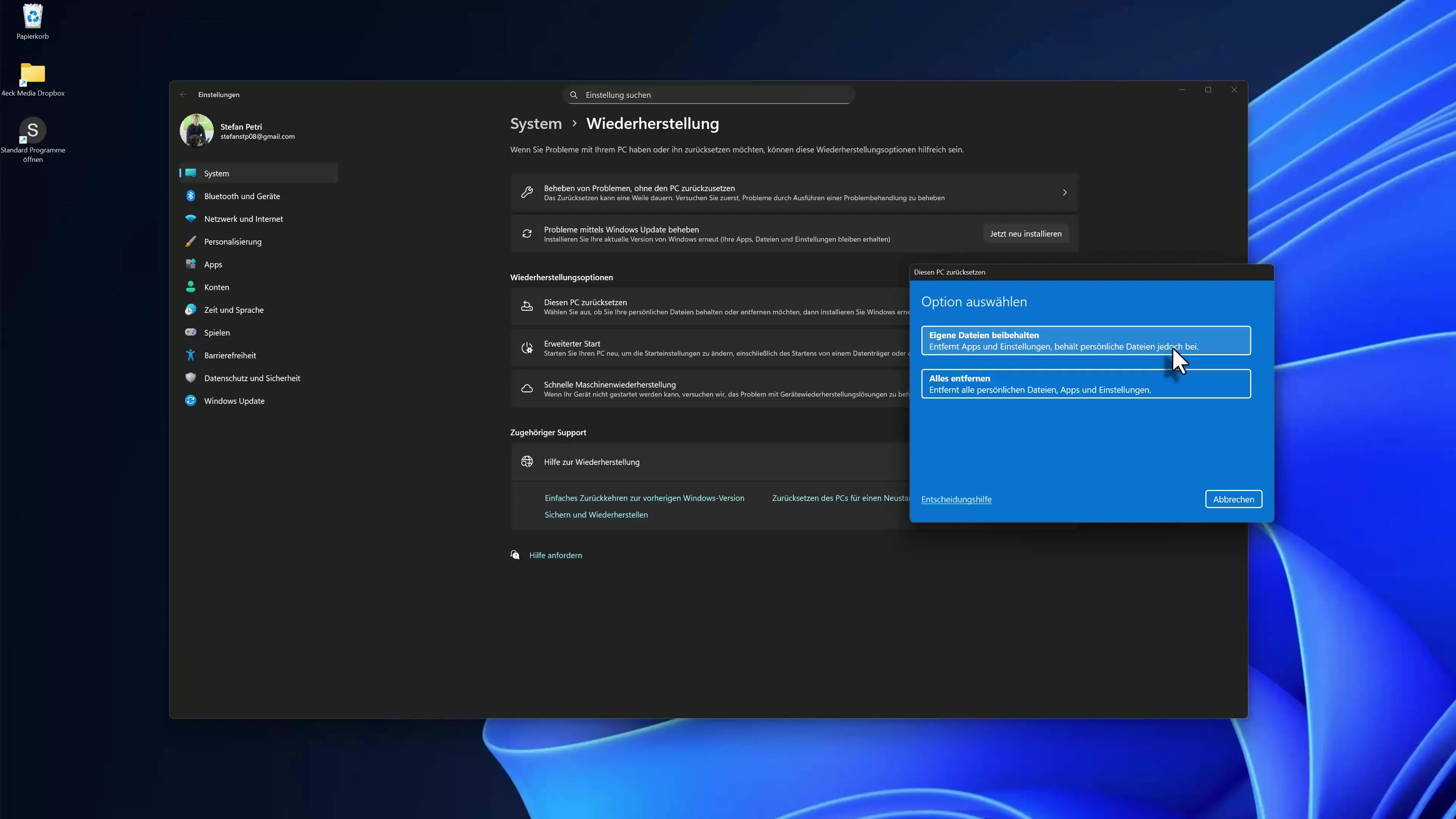 Effectively resetting a Windows 11 PC while keeping programs