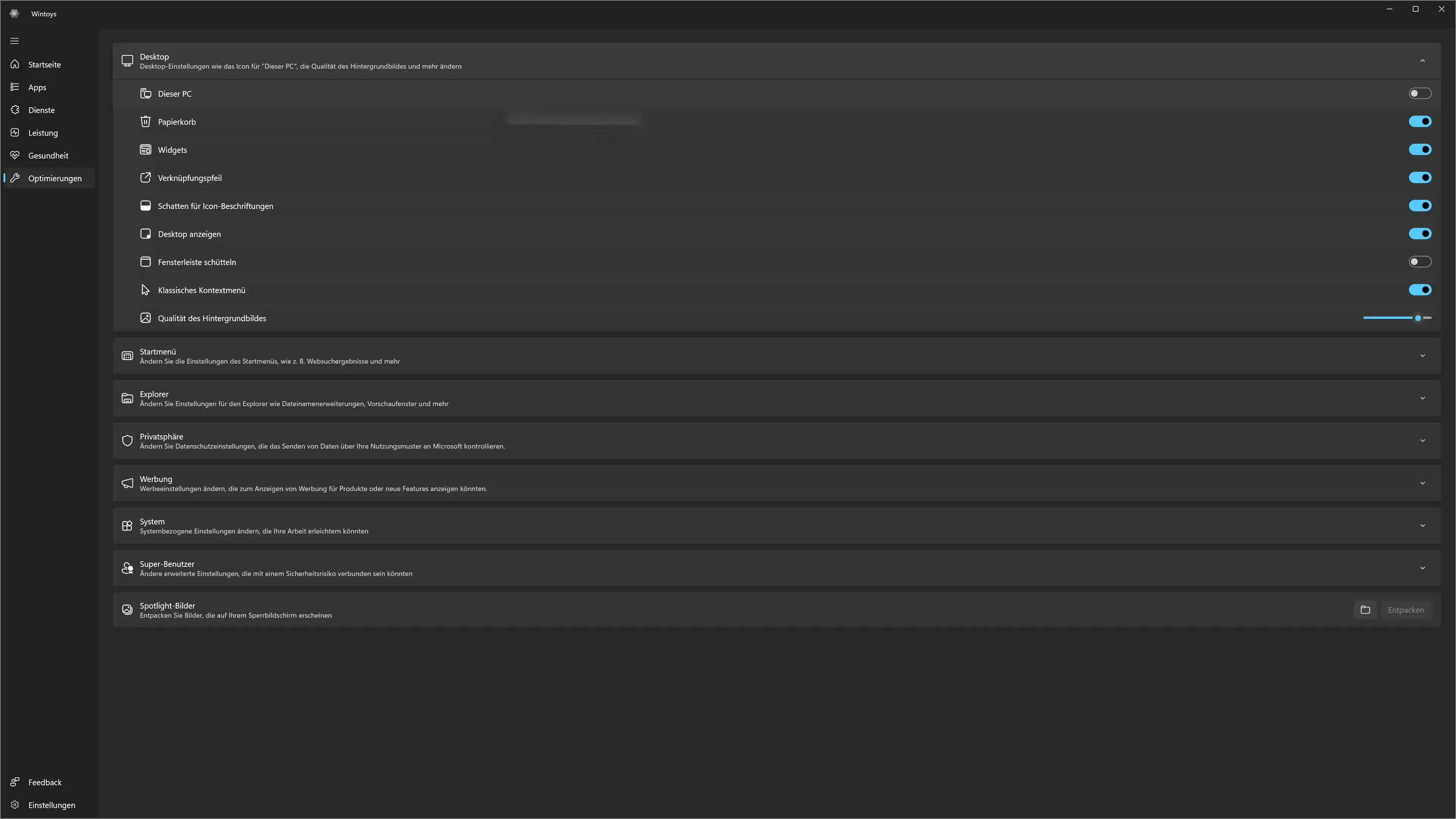 Wintoys for Windows: Optimization made easy