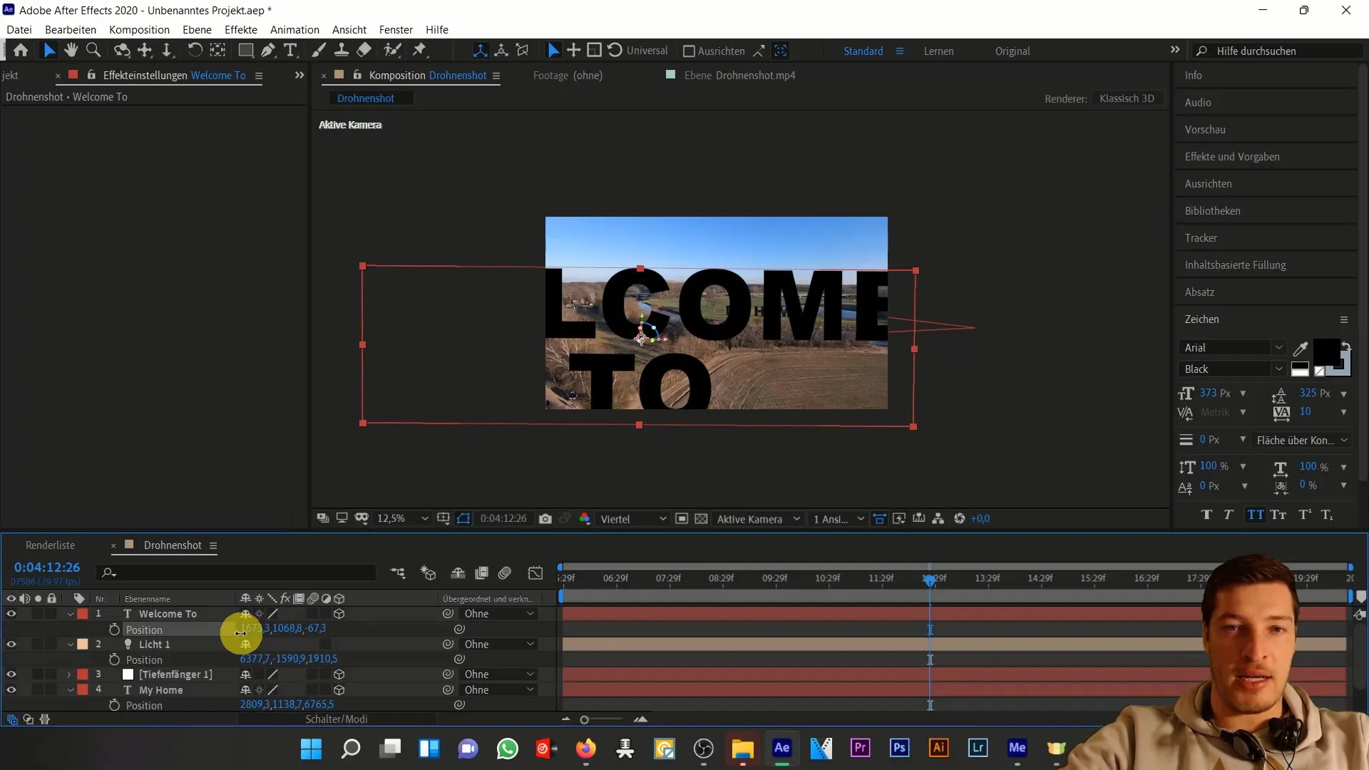 Integrasi teks kreatif dalam drone shot dengan After Effects Integrasi teks kreatif dalam adegan drone dengan After Effects