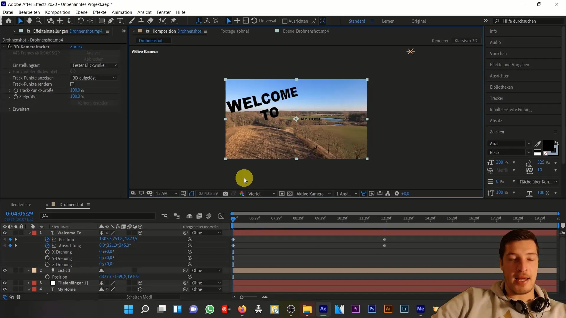 Integrasi teks kreatif dalam shot drone dengan After Effects Integrasi teks kreatif dalam adegan drone dengan After Effects